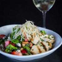 Apple Gorgonzola · Mixed Greens, Candied Walnuts, Apples, Strawberries, Prickly
Pear Vinaigrette
