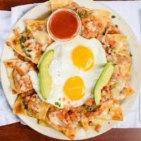 Nachos · Choice of meat, refried beans, guacamole, sour cream, jalapeno, cheese and olives.