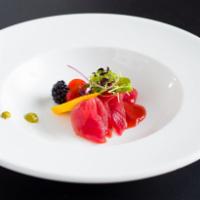 1. 4 Pieces Tuna Tataki · Served with season vegetables and fruits. Cold and raw.