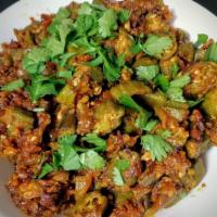 Bhindi Masala - Vegan · Okra, pan fried and cooked with tomatoes and onions, seasoned with cumin, curry leaves and m...
