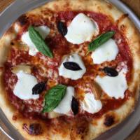 Margherita Pizza · Crushed tomato, fresh mozzarella, torn basil, garlic confit and arbequina olive oil. Substit...