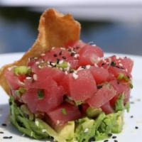 Tuna Tartare · Fried wonton, avocado and Japanese dressing.