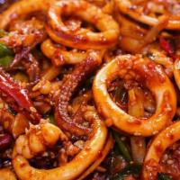 S11. Ojingeo Bokkeum · Spicy stir-fried squid.	