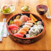 Sushi and Sashimi Combo Special · 7 pieces sashimi, 6 pieces nigiri and California roll.