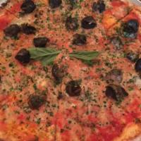 Babbalucci Pizza · Tomato sauce, snails, Gorgonzola, garlic, parsley.