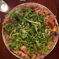 Pizza Napoletana  · Mozzarella, tomato sauce, post oven prosciutto, arugula, grana 