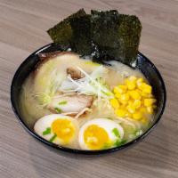 Tonkotsu Ramen* · Pork broth, Chashu, Egg, Seaweed, Scallions, Corn