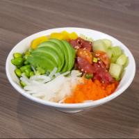 Large Poke Bowl* · Build your own poke bowl, Choose up to 2 proteins