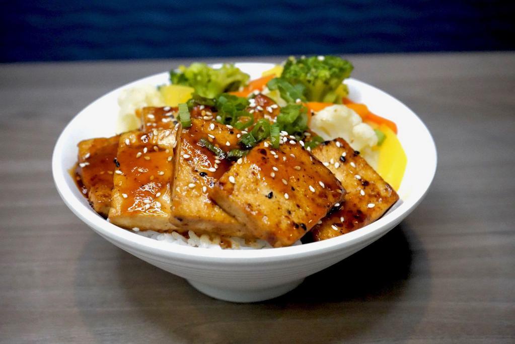 Small Bowl - Tofu Teriyaki Bowl* · Stir-fry tofu in garlic butter and teriyaki sauce served with white rice and steamed vegetables