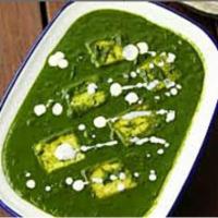 Palak Paneer · Spinach cooked with home made cottage cheese, herbs and spices.