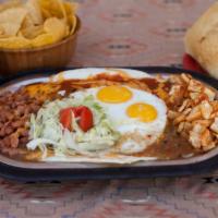 Huevos Rancheros Plate · 2 eggs cooked to your liking atop a flour tortilla, with melted cheddar cheese.