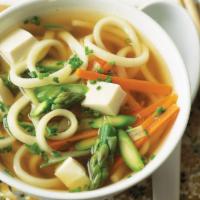 Tofu Noodle Soup · Soybean sprout, carrot, zucchini, eggplant, shitake mushroom, radish salad and tofu with you...