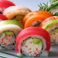 Rainbow Roll · Tuna, Salmon, Yellowtail, and Tobiko