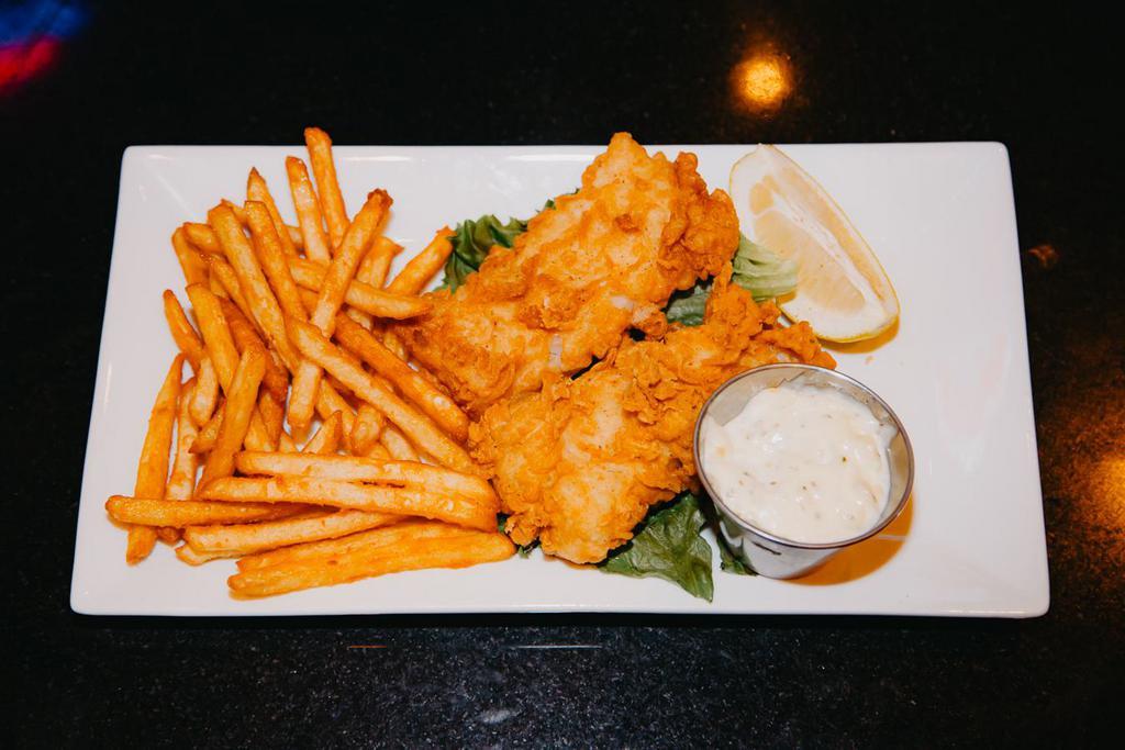 Fish n' Chips · Fresh cod, beer battered and deep fried, served with french fries and coleslaw.