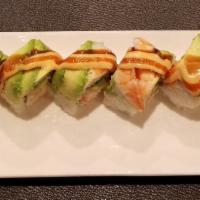 Ebi Ebi Roll Special · Shrimp tempura, crab meat topped with cooked shrimp, avocado, spicy mayo and spicy sauce. Sp...
