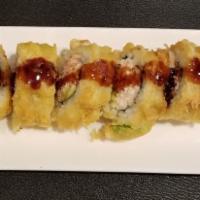 Tempura California Roll · Crab meat and avocado topped with sweet eel sauce.