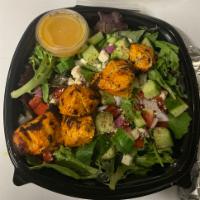 Chicken Kabob Salad Platter · Salad with protein that has been cooked on a skewer.