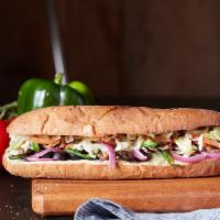 Veggie Classic Sub · Wisconsin cheese blend, mushrooms, red onions, green peppers, black olives, lettuce, tomatoe...