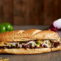 Philly Cheesesteak Premium Sub · Authentic philly meat, green peppers, red onions, cheddar cheese, and Wisconsin cheese blend...