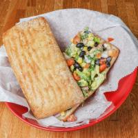 Napa Valley Veggie Panini · Italian ciabatta bread, avocado, Hana's black bean salsa and ranch dressing.