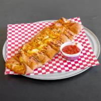 Garlic and Parmesan Stix · Freshly baked bread sticks with hot garlic butter and Parmesan cheese. Served with pizza sau...