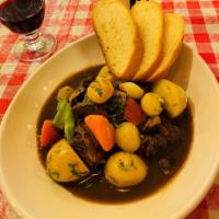 Beef Bourguignon · Traditional French Stew , Slow cooked Beef in wine  Sauce with mushrooms, potatoes and pearl...