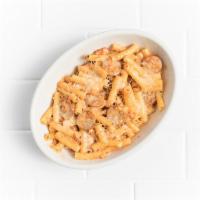 Baked Ziti with Italian Sausage · Grilled Italian fennel sausage, tomato-cream sauce, baked with Parmesan.