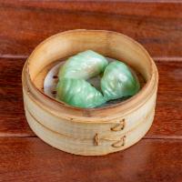 Shrimp and Chive Dumplings · Har Gao with some healthy greens. Three dumplings per order.