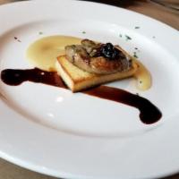 Foie Gras · Duck liver with caramelized onions and apple broth.