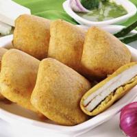 PANEER PAKORA · Home made cottage cheese pieces dipped into a batter of chickpeas flour mixed with salt, coo...