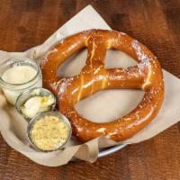 Bavarian Pretzel · Large warm pretzel, haus mustard, maple honey butter