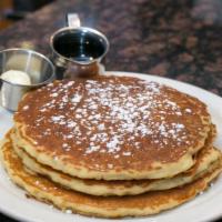  Buttermilk PANCAKES · Off the grill. Our own batter cooked to golden brown and dusted with powdered sugar. Served ...