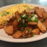 Breakfast Club Omelette, Veggies & Cheese · Sautéed Bell Peppers, Sweet Onions & Cheese. Served with your choice of home potatoes, black...
