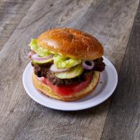 Burger · 1/3 lb. of beef with mayo, lettuce, tomato, red onion, pickles and ketchup. Charbroiled on a...