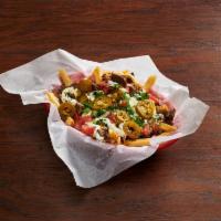 Asada Fries · Includes french fries with choice of meat, beans, cheese, guacamole, sour cream, jalapeno pe...