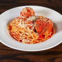 Pasta with with Meatballs  · A rich freshly made tomato sauce with homemade meatballs