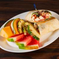 Chicken BLT Wrap · Grilled chicken breast, bacon, pepper jack cheese, lettuce, tomato, garlic aioli in a whole ...