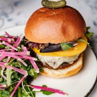 Grass-Fed Beef Burger · 8oz. Grilled Beef burger, stoneacre sauce, vermont cheddar. Served with a seasonal market sa...