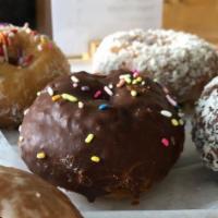 Donut Farm Vegan Donut · Vegan donuts made by Donut Farm in Oakland, CA. Made with white sugar and white flour, 100% ...