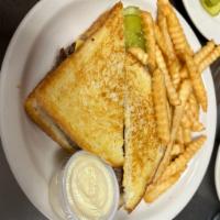 Frisco Melt · Our juicy burger served on grilled sourdough bread with American and Swiss cheeses, lettuce,...