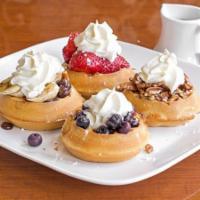 Mini Waffle Flight · 4 mini waffles each topped with 1 topping. Choose the toppings you would like. If you would ...