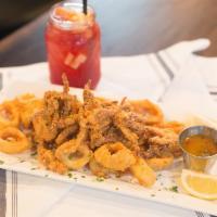 Captain Calamari · Coated with Captain Crunch. Served with honey cherry pepper relish. 