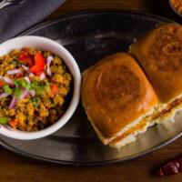 Keema Pav · Tossed minced lamb, green chilies served with pay buns.