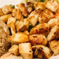 Chicken and Scallops Hibachi Dinner · comes with house salad & fried rice