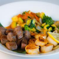 Steak and Scallops Hibachi Dinner · comes with house salad & fried rice