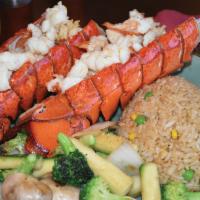 Lobster Tails Hibachi Dinner · 2 tails and mixed vegetables. served with house salad & fried rice