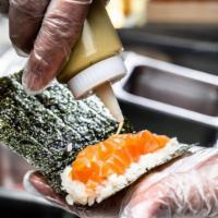 Salmon Yuzu Handroll · salmon with yuzu sauce 