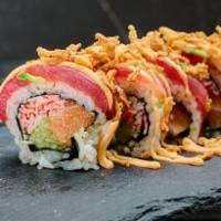 Touch of Truffle Signature Roll · Salmon, Kani, Cucumber topped with Tuna and Avocado topped with our Spicy Truffle Mayo and O...