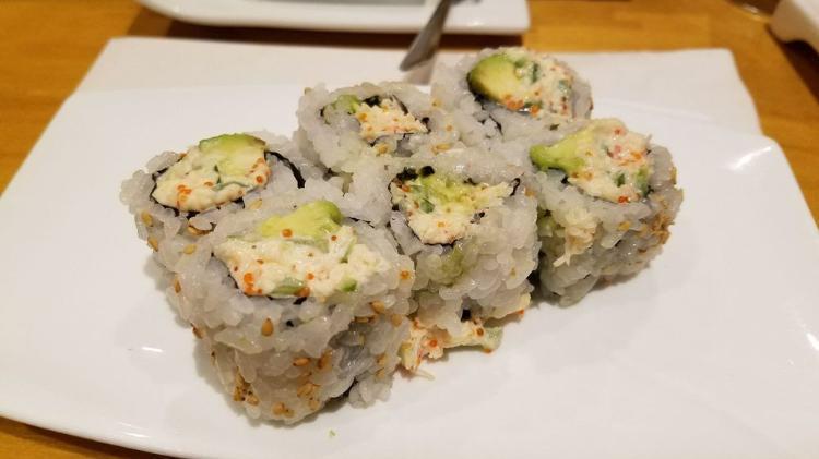 Snow Crab Maki · Cucumber, flying fish roe, avocado, yuzu and lemony mayo.
