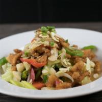 Almond Chicken · Fried chicken breadcrumbs with sauteed mixed vegetable.